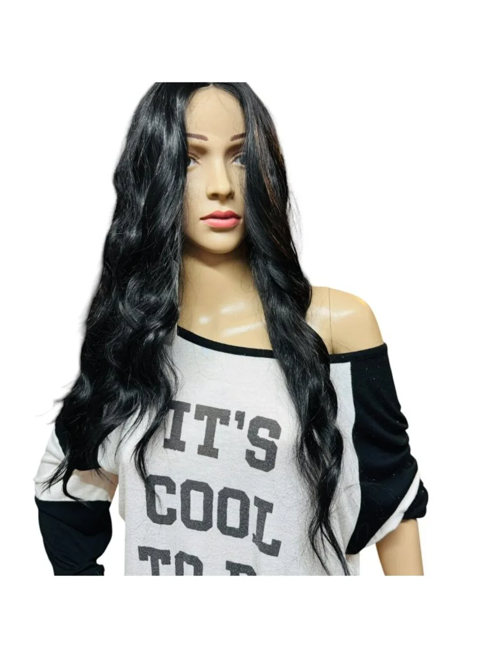 Aisi Queens Long Wavy Black Lace Front Wig With Adjustable Straps & Combs